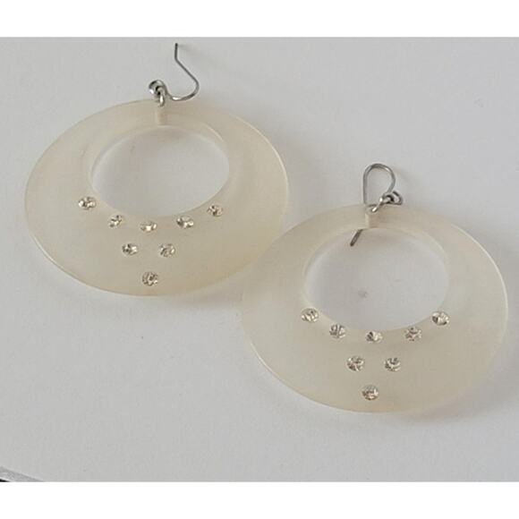 Vintage Acrylic Dangle Earrings with Rhinestones - Picture 6 of 6